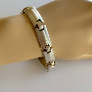 925 Sterling Silver Vintage Bar Link Bracelet